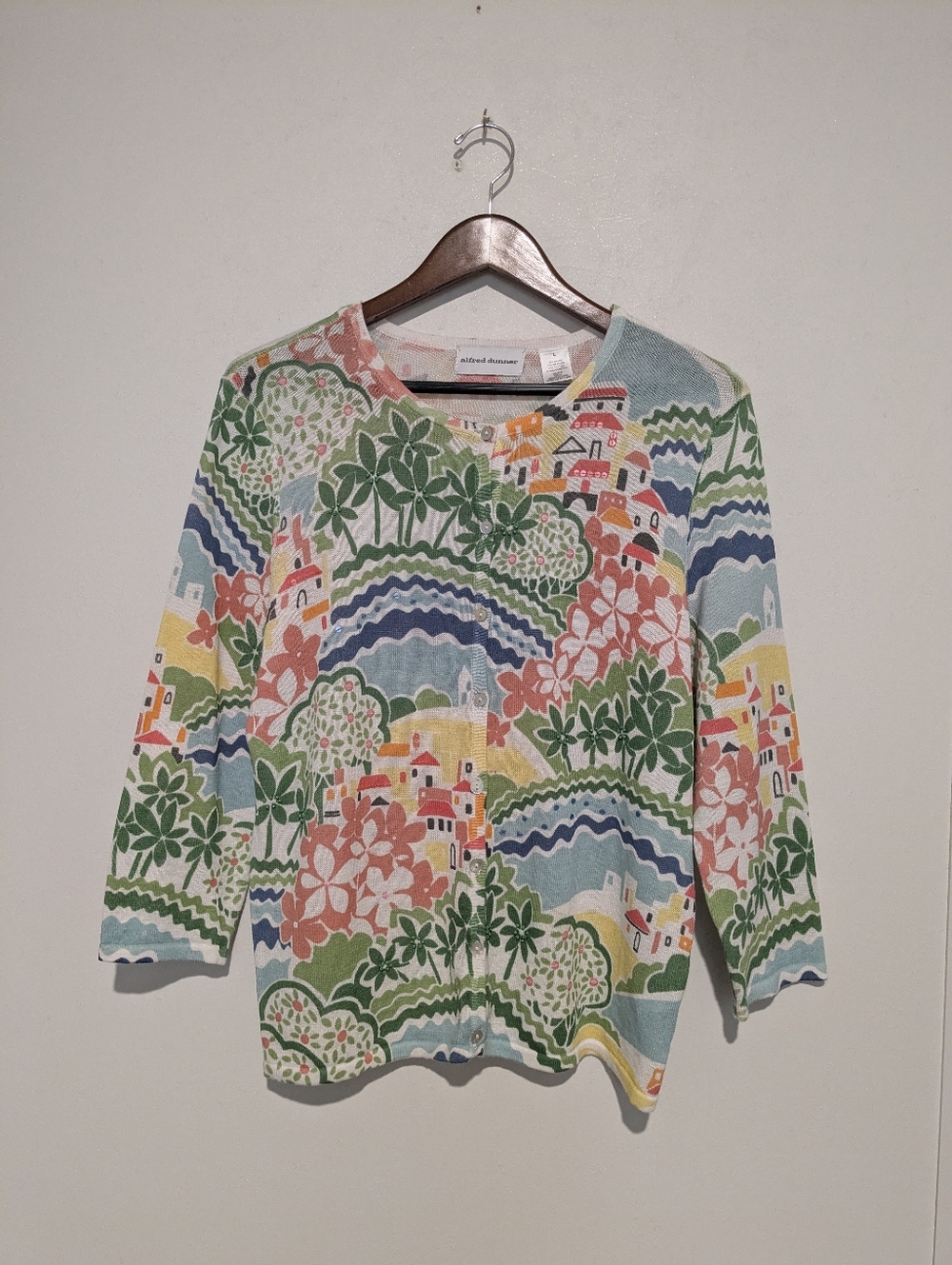 Alfred Dunner Embellished Cardigan Sweater Lightweight L